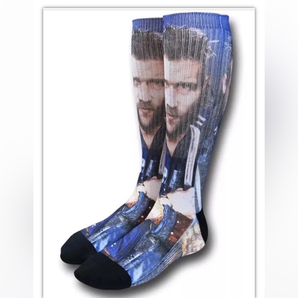 Suicide Squad Cap Boomerang Crew Socks 1 Pair Men 8-12 Blue Black Sublimated DC - Picture 2 of 7